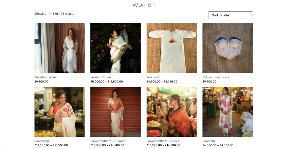 Pranaah Women category listing with sarees and sets