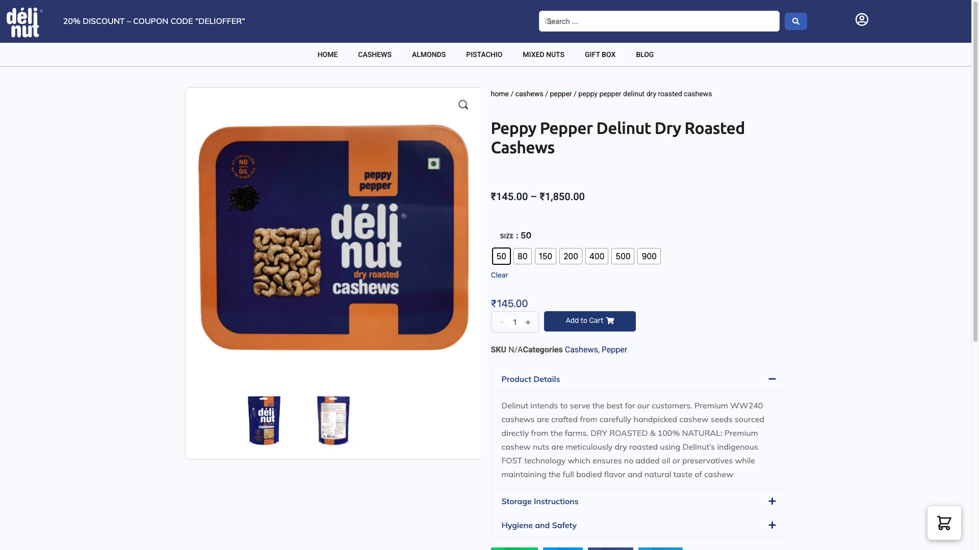 Delinut product page