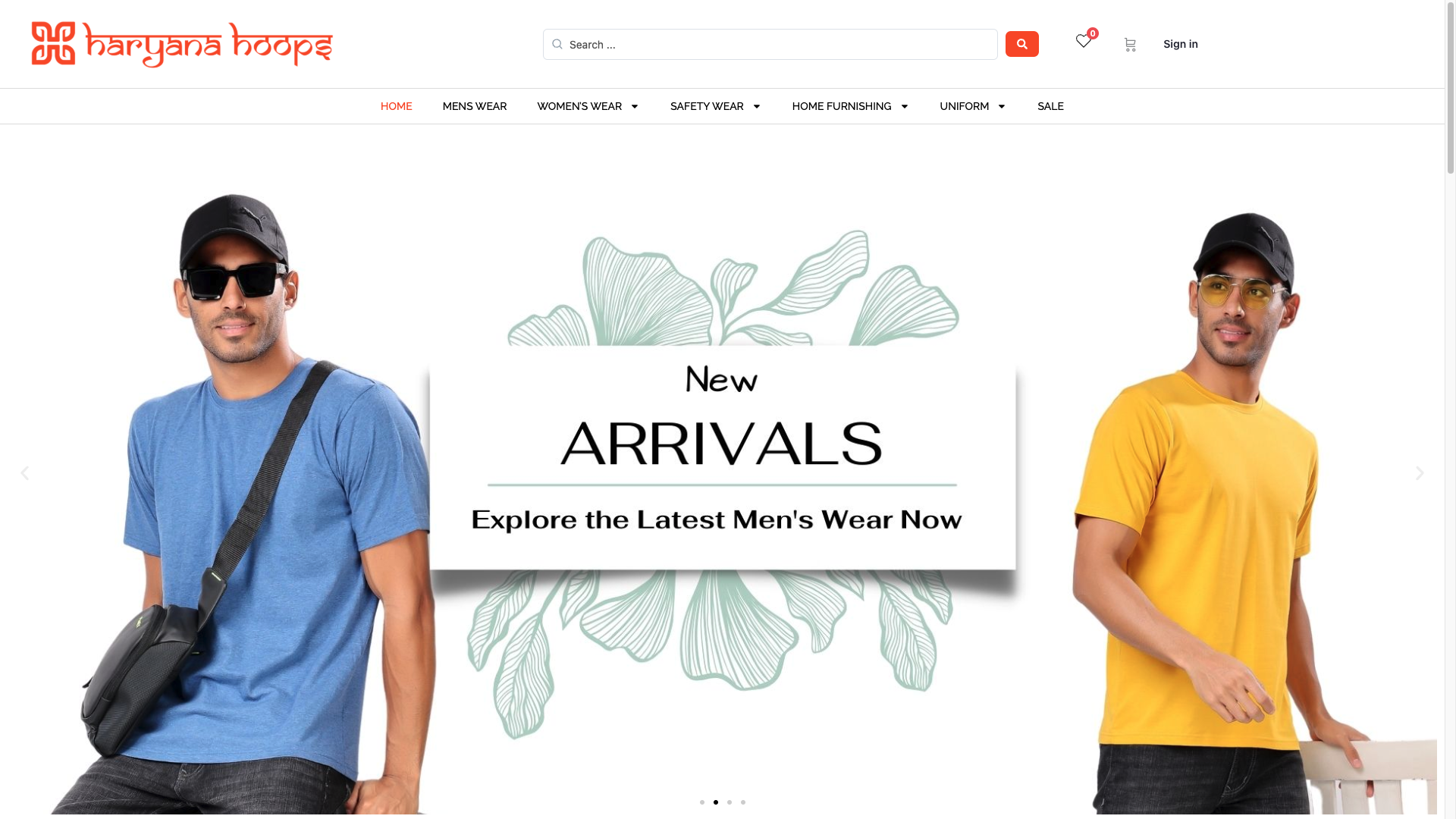 Haryana Hoops homepage with seasonal fashion campaign and product discovery navigation