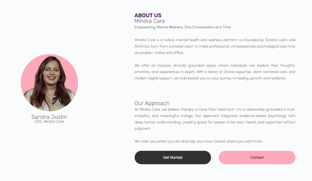 MindraCare About Us page