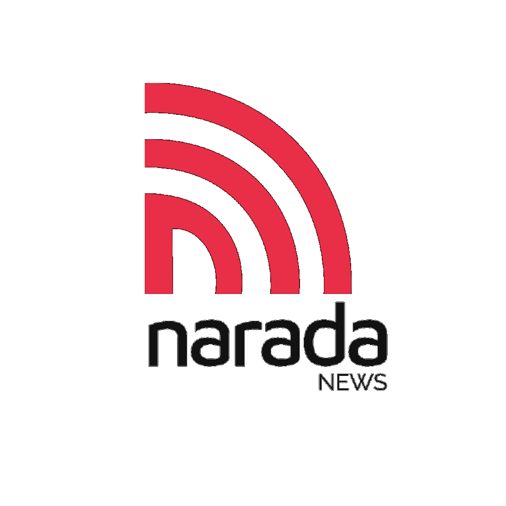 Narada News logo — red signal mark with dark narada NEWS wordmark