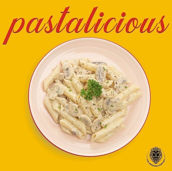 The Brewing Company Pastalicious pasta social creative on yellow background