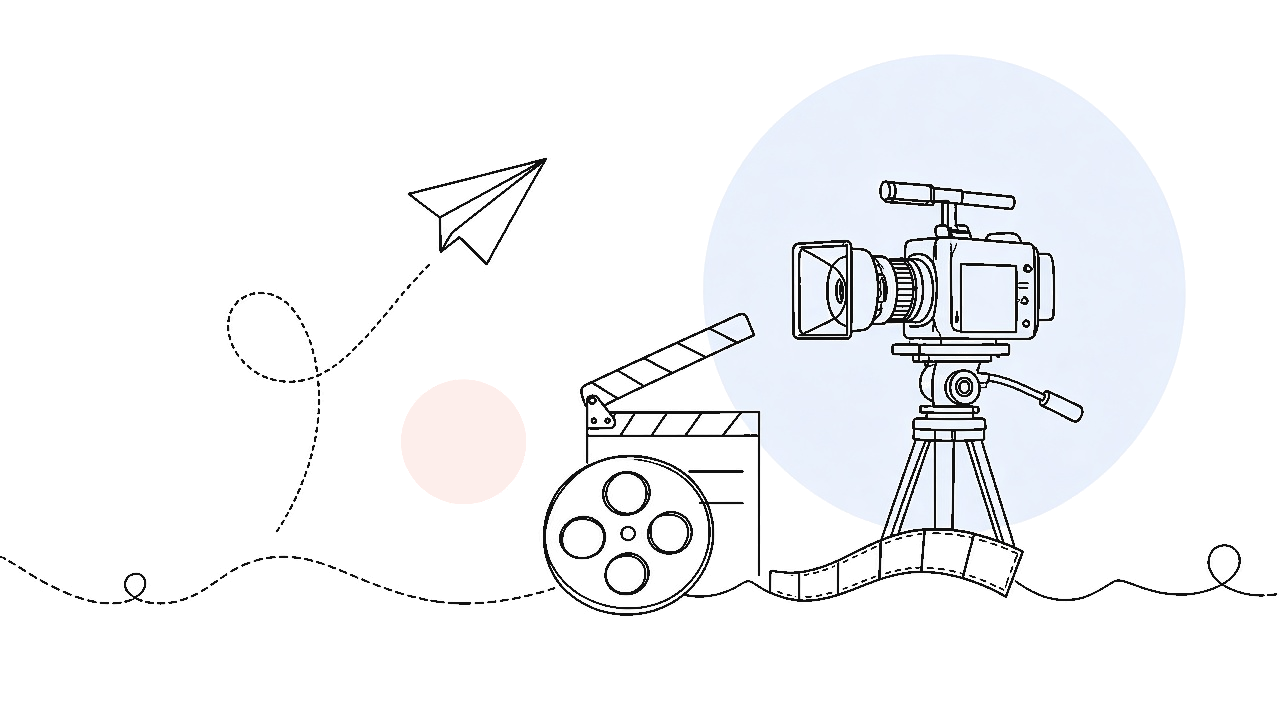 Advertising film production set and camera crew
